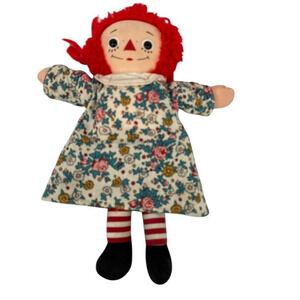 Vintage Raggedy Ann Doll 11 Inch Floral Dress Toy Plush Collectible